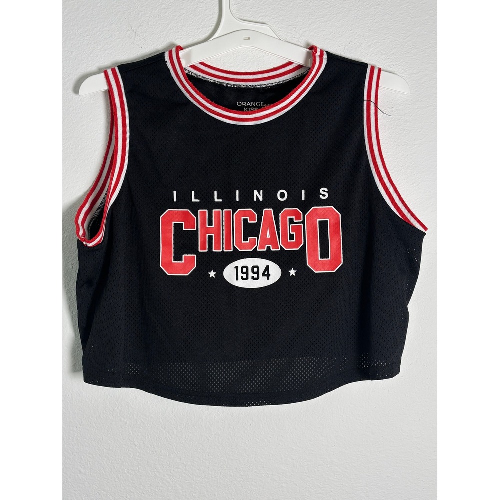 Orange Kiss Chicago 1994 Cropped Mesh Jersey Tank Top Black Red XL